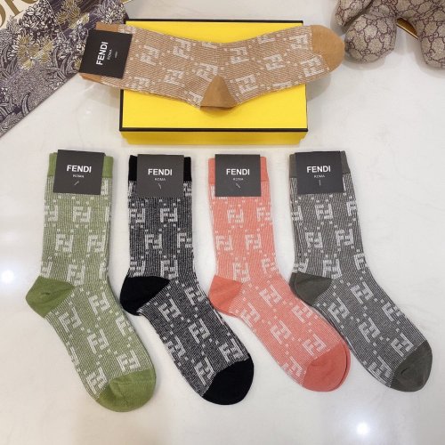 Fendi Socks 5 Pairs with Original Box Luxury Brand Breathable Fendi Sock