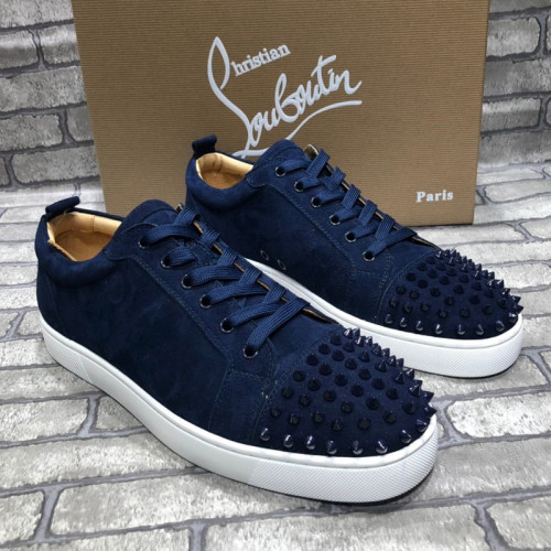 Christian Louboutin Mens Shoes Luxury Brand Red Bottom Design Louis Junior Spikes Flat with Original Box CL sneakers