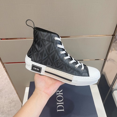 Dior Mens Shoes Sneakers Casual Luxury Brand B23 HIGH-TOP SNEAKER Dior Oblique Canvas with Original Box 3SH118ZMK_H761