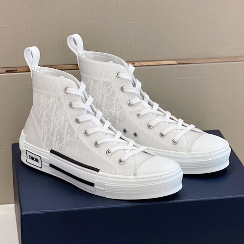 Dior Mens Shoes Sneakers Casual Luxury Brand B23 HIGH-TOP SNEAKER Dior Oblique Canvas with Original Box 3SH118ZMK_H761
