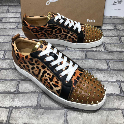 Christian Louboutin Mens Shoes Luxury Brand Red Bottom Design Louis Junior Spikes Flat with Original Box CL sneakers