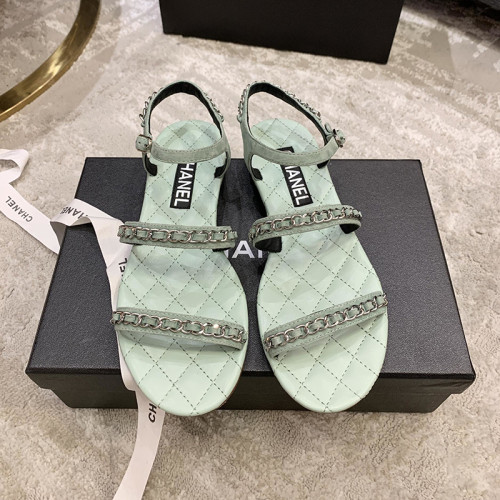 Chanel Womens Shoes Sandals Suede Calfskin