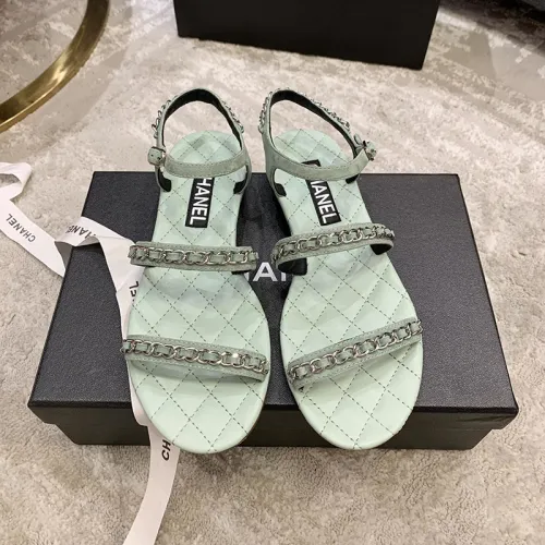 Chanel Womens Shoes Sandals Suede Calfskin