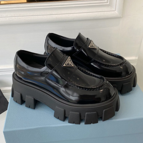 Prada Women Shoes Casual Design Luxury Brand Monolith brushed leather loafers 2DE129_B4L_F0002 with Original Box