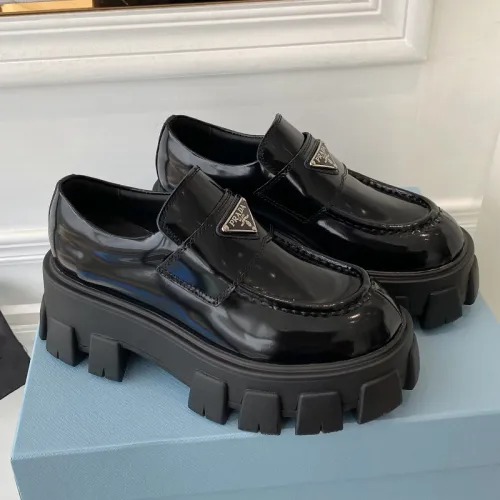 Prada Women Shoes Casual Design Luxury Brand Monolith brushed leather loafers 2DE129_B4L_F0002 with Original Box