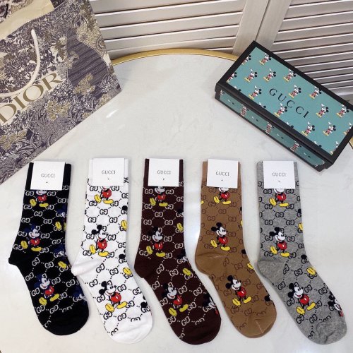 Gucci Socks 5 Pairs with Original Box Luxury Brand Breathable Gucci Sock