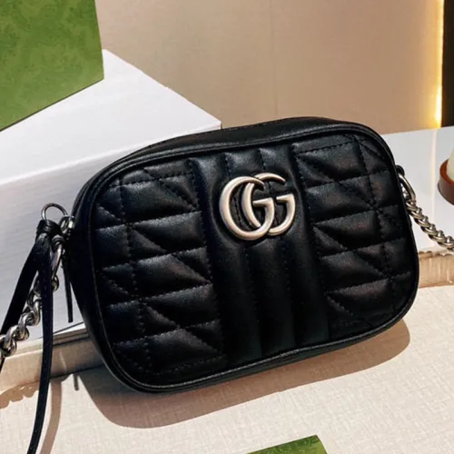 Gucci Womens Bags GG Marmont matelassé mini bag Gucci shoulder bag Luxury Brand with Original Box 634936 UM8BN 1000