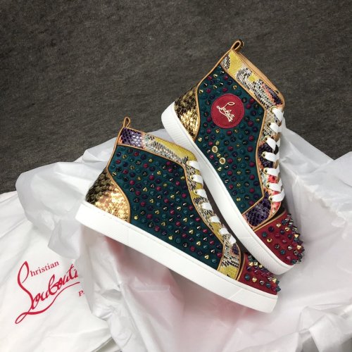 Christian Louboutin Mens Shoes Luxury Brand Red Bottom Design Louis Junior Spikes Flat with Original Box CL sneakers