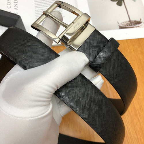 Prada Mens Belts Leather Design Luxury Brand Style Belts for Men with Original Box, Dust Bag and Receipt