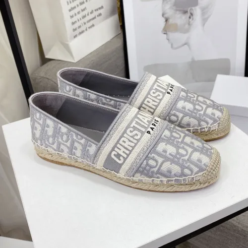 Dior Womens Shoes DIOR GRANVILLE ESPADRILLE Gray Dior Oblique Embroidered Cotton with Original Box KCB585OBE_S33G