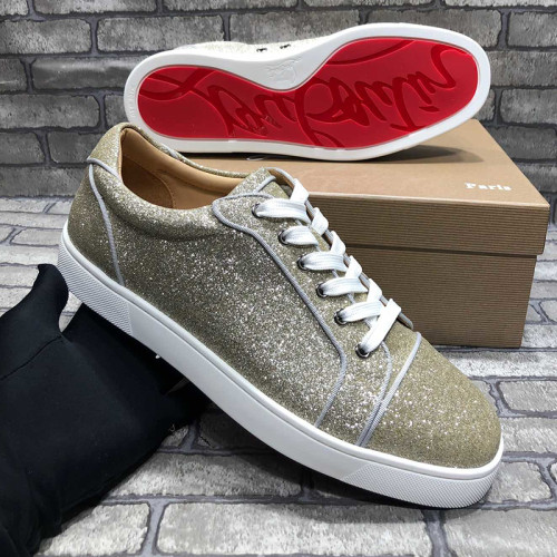 Christian Louboutin Mens Shoes Luxury Brand Red Bottom Design Louis Junior Spikes Flat with Original Box CL sneakers
