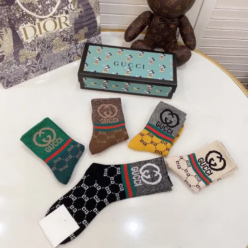 Gucci Socks 5 Pairs with Original Box Luxury Brand Breathable Gucci Sock