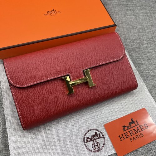 Hermes Womens Mens Wallets Purse Constance Clutch Leather Design Coin Bag with Original Box