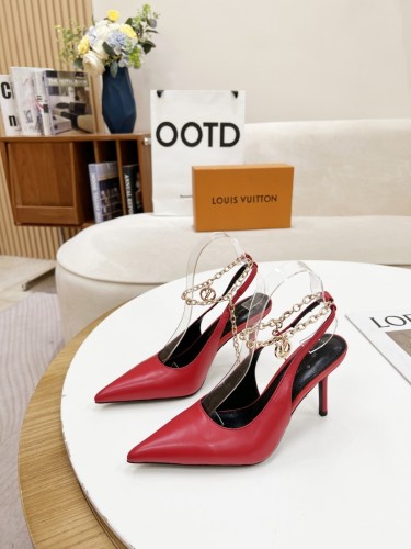 Louis Vuitton Womens Shoes Pumps Sandals Leather Design Luxury Brand Fashion Sandals with Original Box 8cm Heel