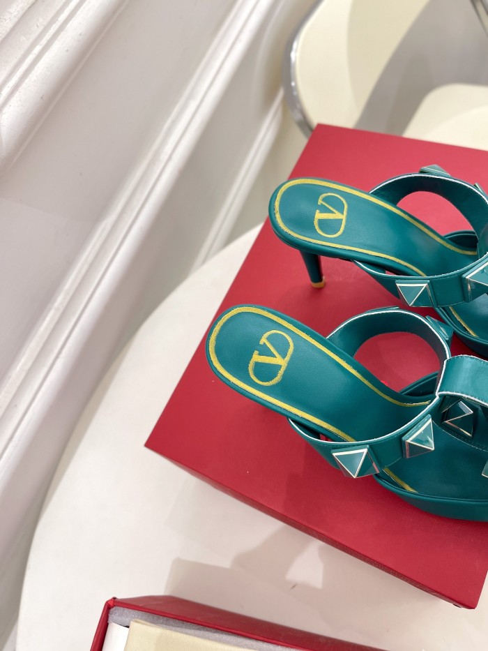 Valentino Women Shoes Mule Flip Flop Sandals ROMAN STUD SLIDE SANDAL IN QUILTED NAPPA with Original Box Luxury Brand 8cm Heel Design