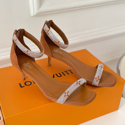 Louis Vuitton Womens Shoes Sandals Slippers Luxury Brand APPEAL SANDAL 1A965J Suede baby goat leather and strass with Original Box 5.5cm Heel