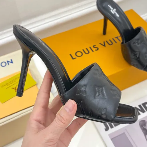 Louis Vuitton Womens Shoes Sandals Slippers Luxury Brand REVIVAL MULE 1A9PGT Monogram-embossed lambskin with Original Box 9.5cm Heel