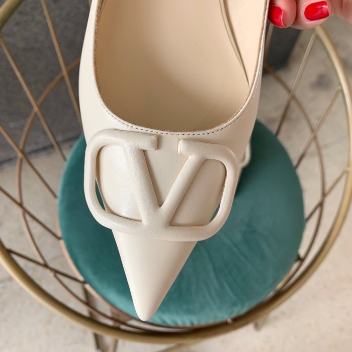 Valentino Women Shoes Mule Flip Flop Sandals VLOGO SIGNATURE CALFSKIN PUMP FLAT with Original Box Luxury Brand