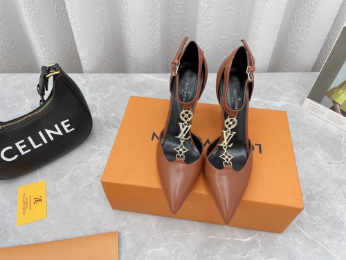 Louis Vuitton Womens Shoes Pumps Sandals Leather Design Luxury Brand Fashion Sandals with Original Box 10cm Heel