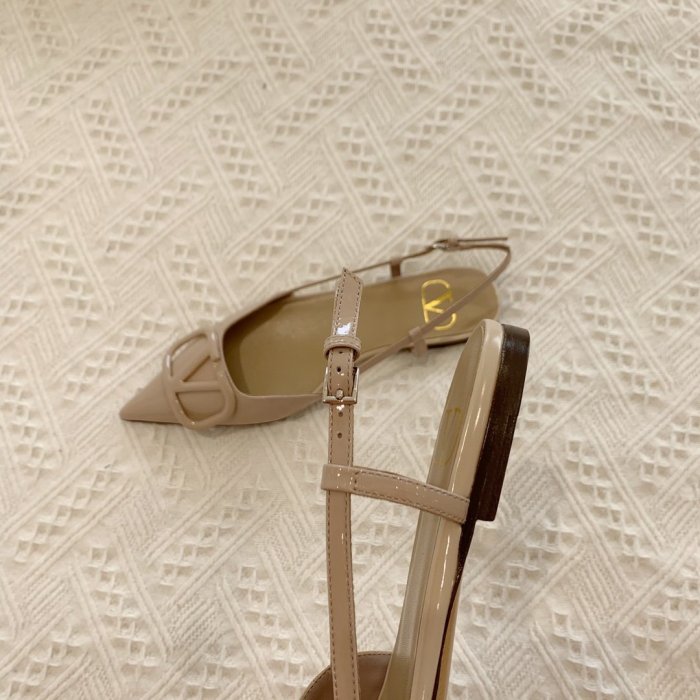 Valentino Women Shoes Mule Flip Flop Sandals VLOGO SIGNATURE CALFSKIN SLINGBACK PUMP Flat with Original Box Luxury Brand