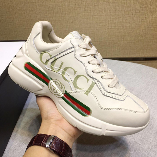 Gucci Women Shoes Women's Rhyton Gucci logo leather sneaker Luxury Brand with Original Box 528892 DRW00 9522