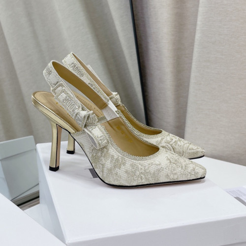 Dior Women Shoes Pumps Luxury Design Fashion Type High Heel Shoes for Wedding Style J'ADIOR SLINGBACK PUMP Cotton Embroidery with Micro Houndstooth Motif with Original Box