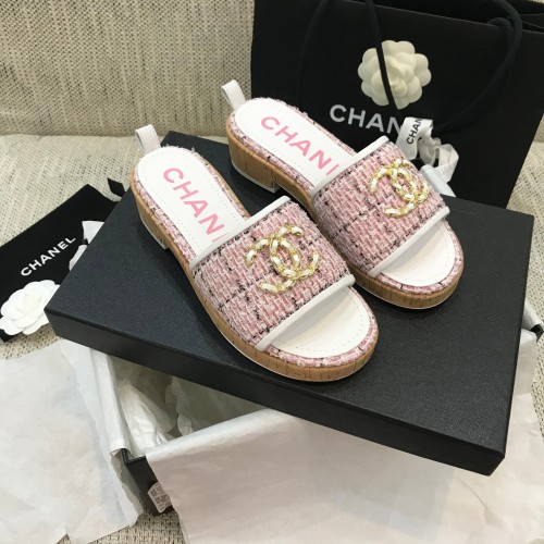 Chanel Womens Shoes Mules Tweed