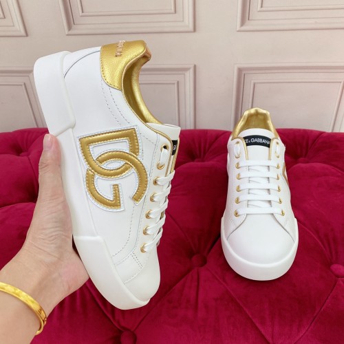 Dolce&Gabbana Womens Mens Shoes Fashion Sneakers Luxury Brand Calfskin Nappa Portofino Sneakers With Lettering