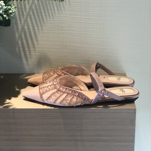 Fendi Womens Shoes Flat Mules Sandals