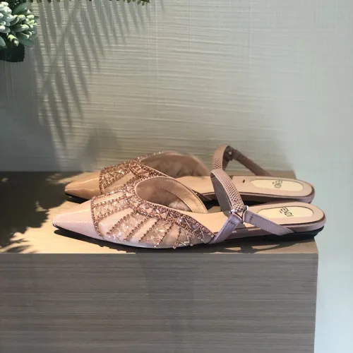 Fendi Womens Shoes Flat Mules Sandals
