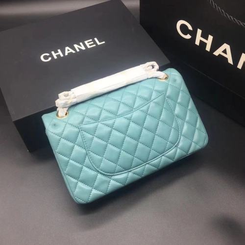 Chanel Womens Bag Shoulder Bag mini flap bag Lambskin & Gold-Tone Metal Neon Blue with Original Box