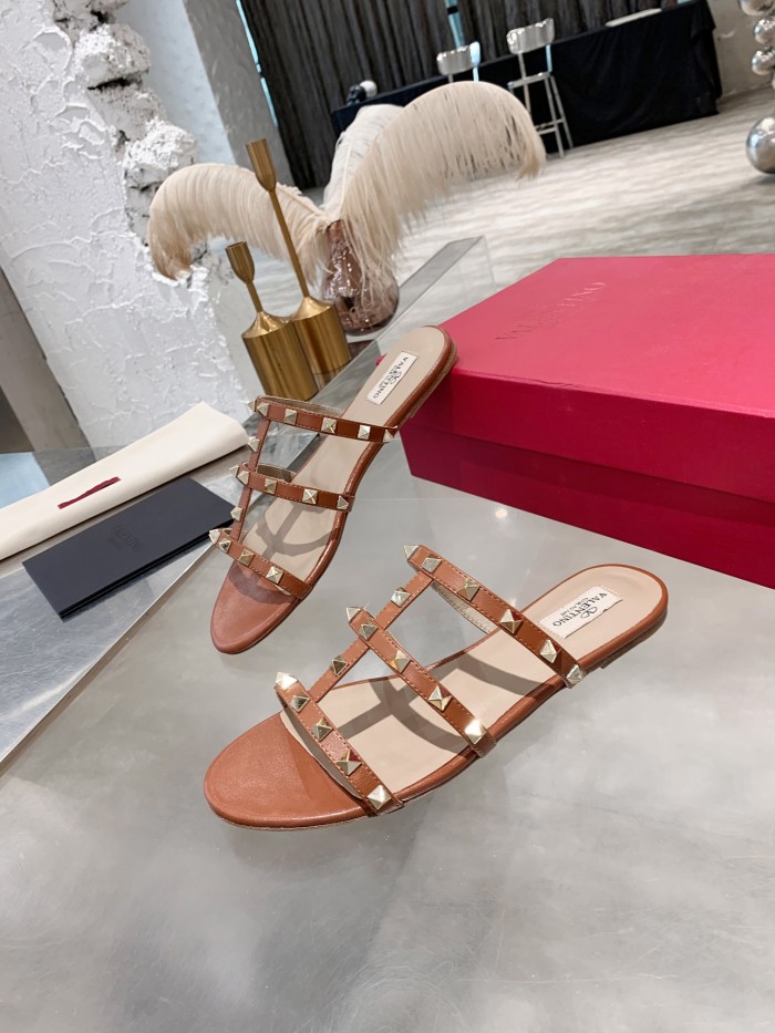 Valentino Women Shoes Mule Flip Flop Sandals ROMAN STUD SLIDE SANDAL IN QUILTED NAPPA with Original Box Luxury Brand