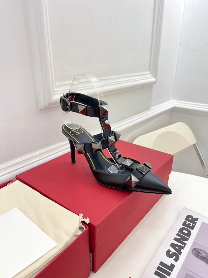 Valentino Women Shoes Mule Flip Flop Sandals ROMAN STUD SLIDE SANDAL IN QUILTED NAPPA with Original Box Luxury Brand 8cm Heel Design