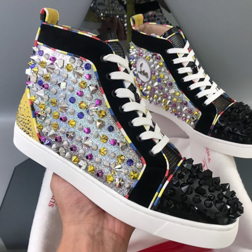 Christian Louboutin Mens Shoes Luxury Brand Red Bottom Design Louis Junior Spikes Flat with Original Box CL sneakers