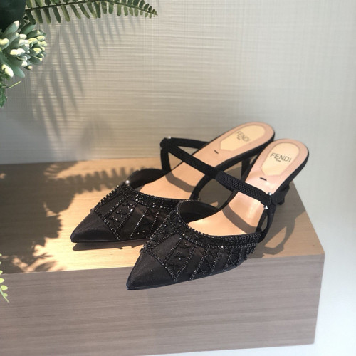 Fendi Womens Shoes Mid Heels Mules Sandals
