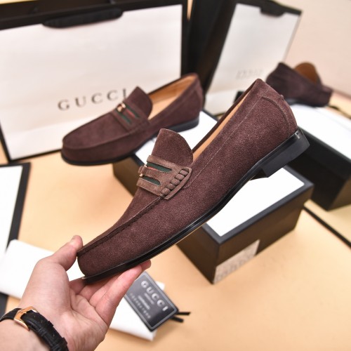 Gucci Mens Shoes Leather Design Luxury Brand Business Dress Shoes for Men with Original Box