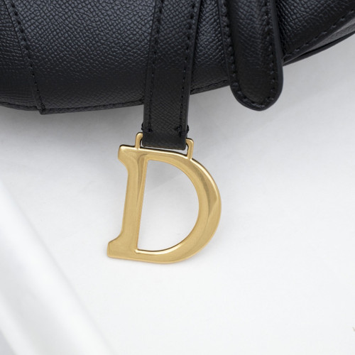 Dior Womens Bags Shoulder Bags MINI SADDLE BAG Black Grained Calfskin