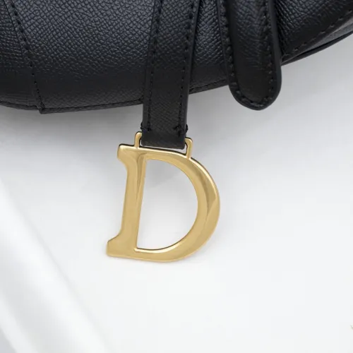 Dior Womens Bags Shoulder Bags MINI SADDLE BAG Black Grained Calfskin