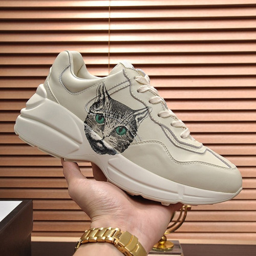 Gucci Mens Shoes Sneakers Luxury Brand Men's Rhyton leather sneaker with Original Box