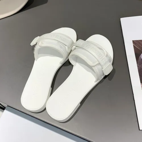 Dior Womens Shoes Sandals Slippers Slide Luxury Brand DIO(R)EVOLUTION SLIDE Shiny Technical Fabric with Dior Oblique Print with Original Box