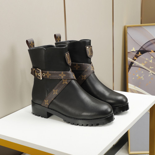 Louis Vuitton Women Shoes Boots Luxury Brand DISCOVERY FLAT ANKLE BOOT 1A8WC5 with Original Box