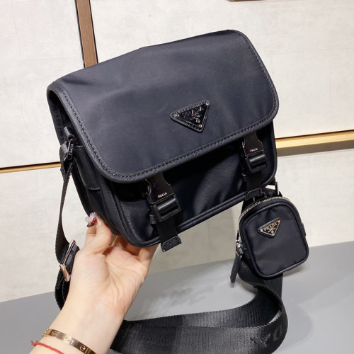 Prada Mens Bags Shoulder Messenger Bags Luxury Brand Nylon and Saffiano Leather Bag with Strap 2VD034_064_F0002_V_WOO with Original Box
