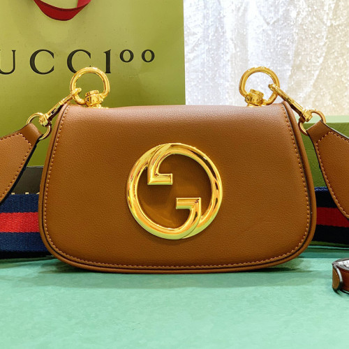 Gucci Womens Bags Shoulder Messenger Bag Luxury Brand Gucci Blondie mini bag in light brown leather with Original Box 698643 UXXAG 8365