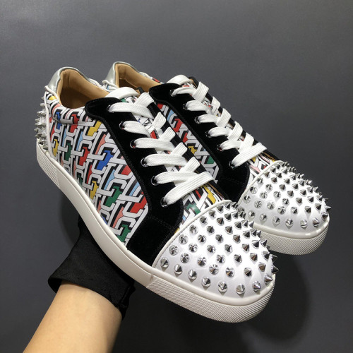 Christian Louboutin Mens Shoes Luxury Brand Red Bottom Design Louis Junior Spikes Flat with Original Box CL sneakers