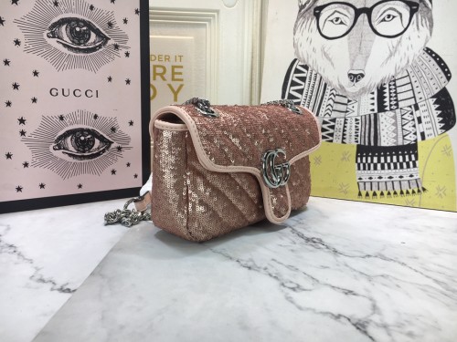 Gucci Womens Bags Shoulder Messenger Bag Luxury Brand Gucci GG Marmont matelassé mini bag with Original Box 446744 UM8AN 1711