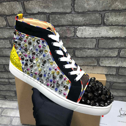 Christian Louboutin Mens Shoes Luxury Brand Red Bottom Design Louis Junior Spikes Flat with Original Box CL sneakers