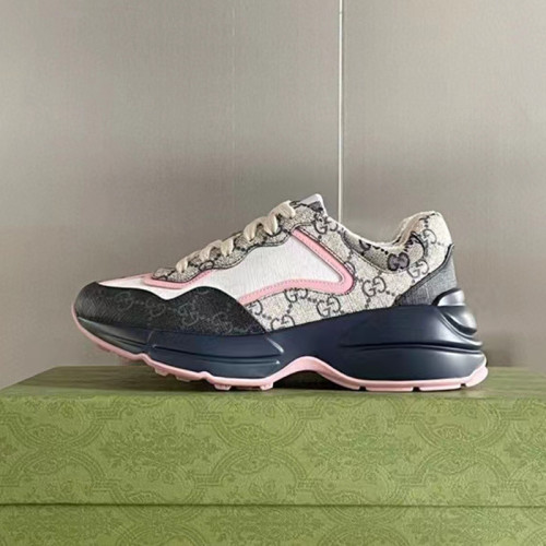 Gucci Mens Shoes Sneakers Luxury Brand Men's GG Rhyton sneaker Beige and blue GG Supreme canvas with Original Box ‎692902 UIQ30 1061