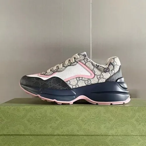 Gucci Mens Shoes Sneakers Luxury Brand Men's GG Rhyton sneaker Beige and blue GG Supreme canvas with Original Box ‎692902 UIQ30 1061