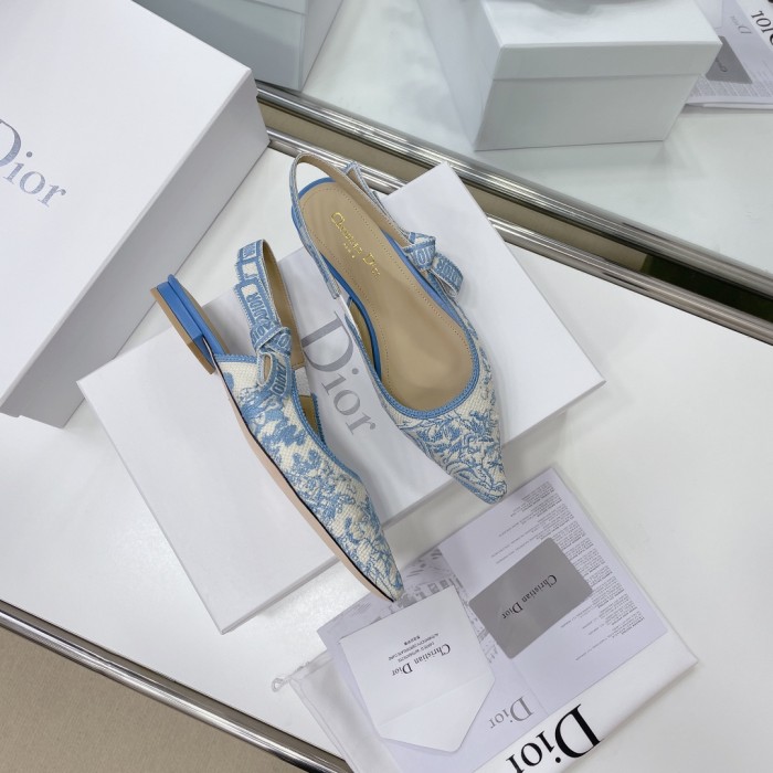 Dior Women Shoes Pumps Luxury Design Fashion Type High Heel Shoes for Wedding Style J'ADIOR SLINGBACK PUMP Cotton Embroidery with Micro Houndstooth Motif with Original Box