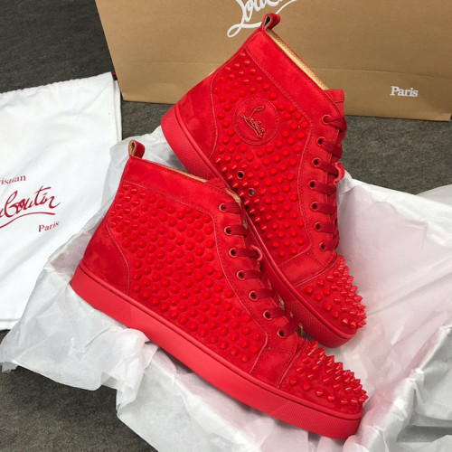 Christian Louboutin Mens Shoes Luxury Brand Red Bottom Design Louis Junior Spikes Flat with Original Box CL sneakers